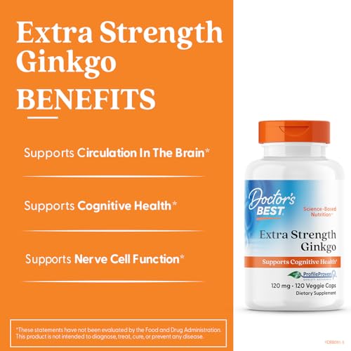 Doctor's Best Ginkgo : gélules en vue d'un extrait standardisé et d'un apport pour la concentration potentielle