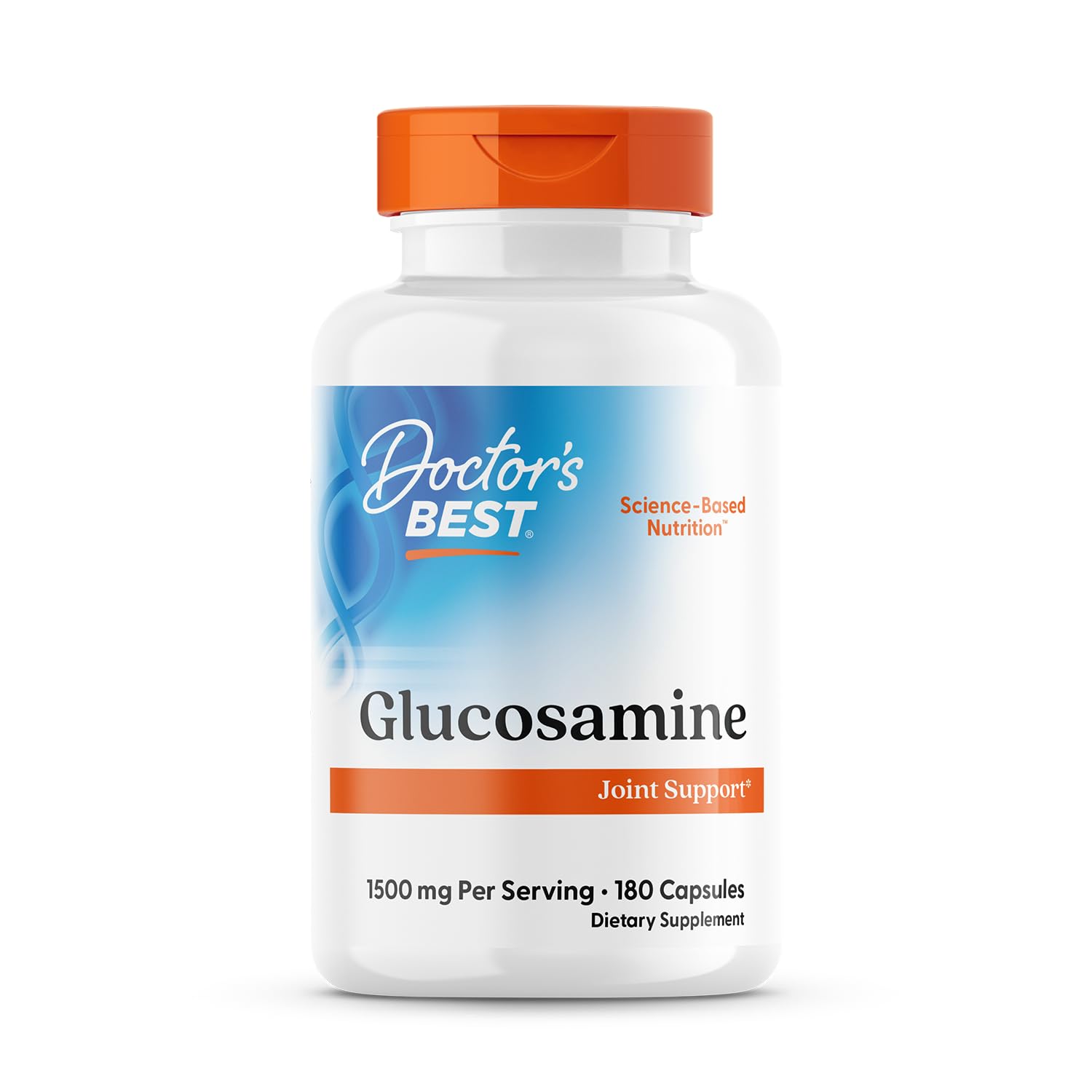 Doctor's BEST Glucosamine — bouteille et gélules pour le soutien quotidien des articulations.