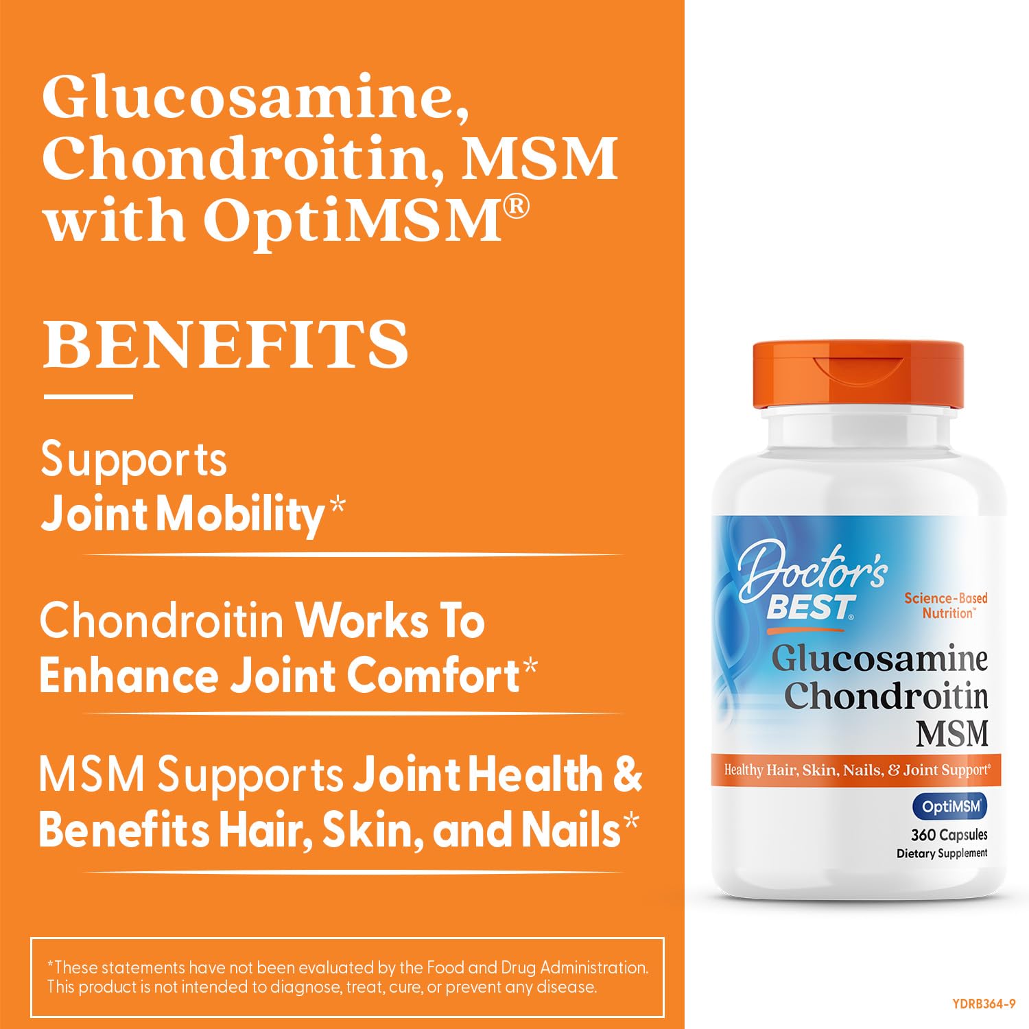 Doctor's Best Glucosamine Chondroitin MSM bouteille : dosage quotidien pratique