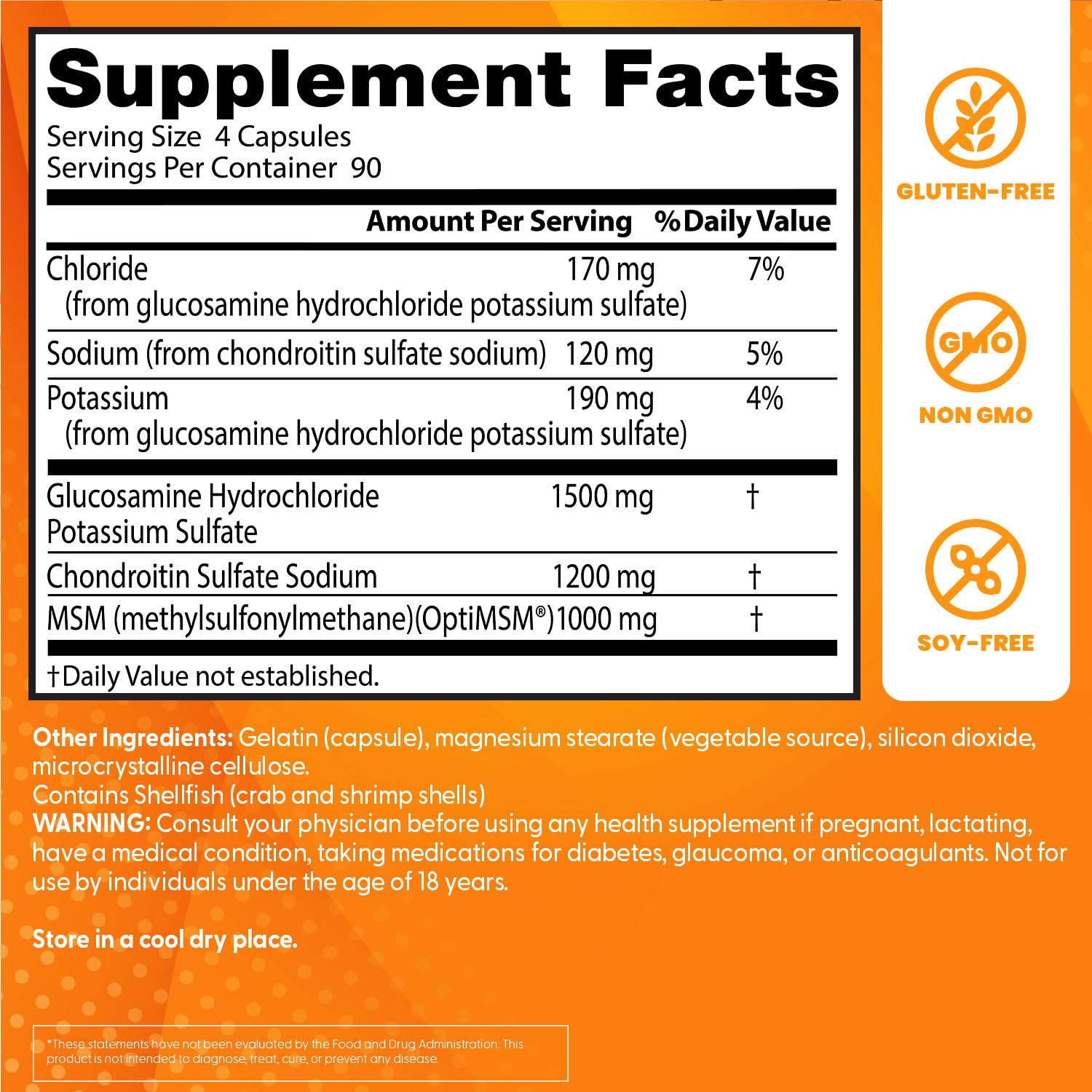 Doctor's Best Glucosamine Chondroitin MSM emballage : informations claires sur le produit