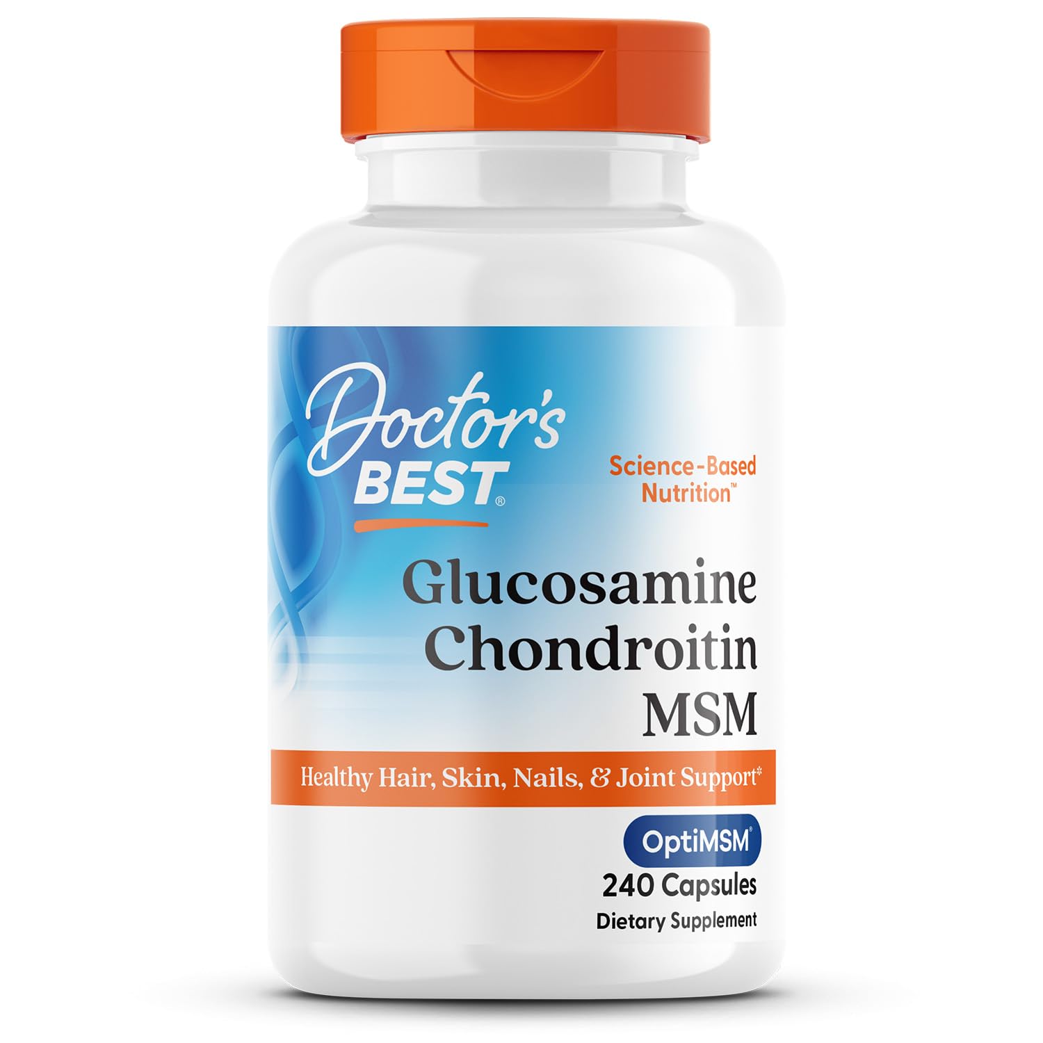 Doctor's BEST glucosamine chondroïtine MSM – bouteille visible, soutien potentiel des articulations.