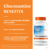 Doctor's BEST Glucosamine — emballage clair et instructions d'utilisation.