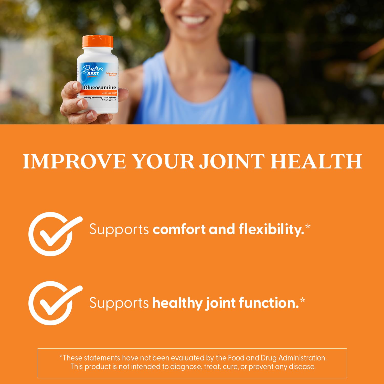Doctor's BEST Glucosamine — tableau des ingrédients et rôle dans les tissus articulaires.