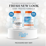 Étiquette Doctor's BEST L-Carnitine Fumarate, informations nutritionnelles et usage.