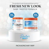 Dose mesurée de Doctor's Best L-Citrulline poudre sur une cuillère pour routine sportive.