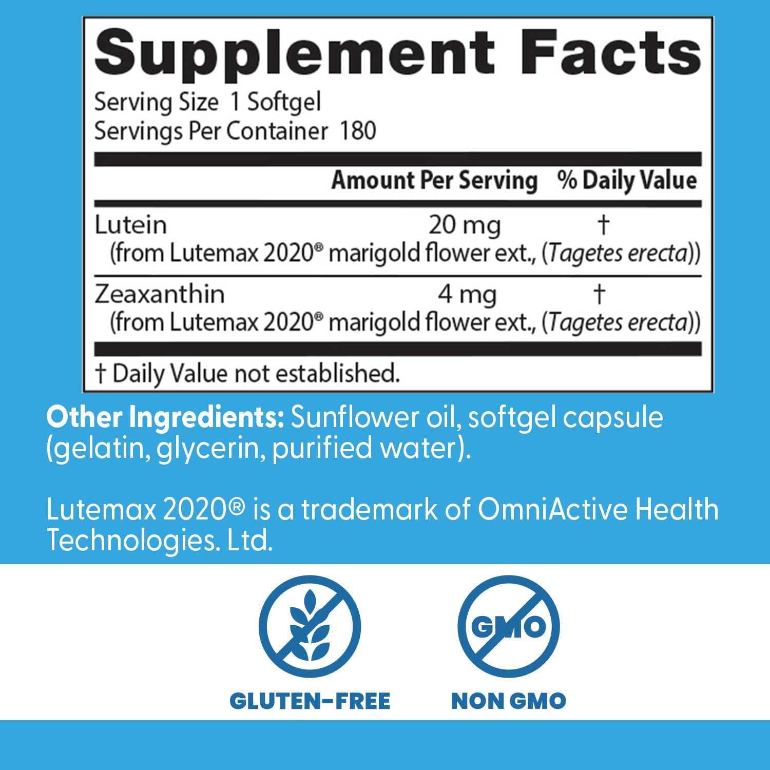 Doctor's Best Lutein – emballage et capsule dans un cadre santé visuelle.