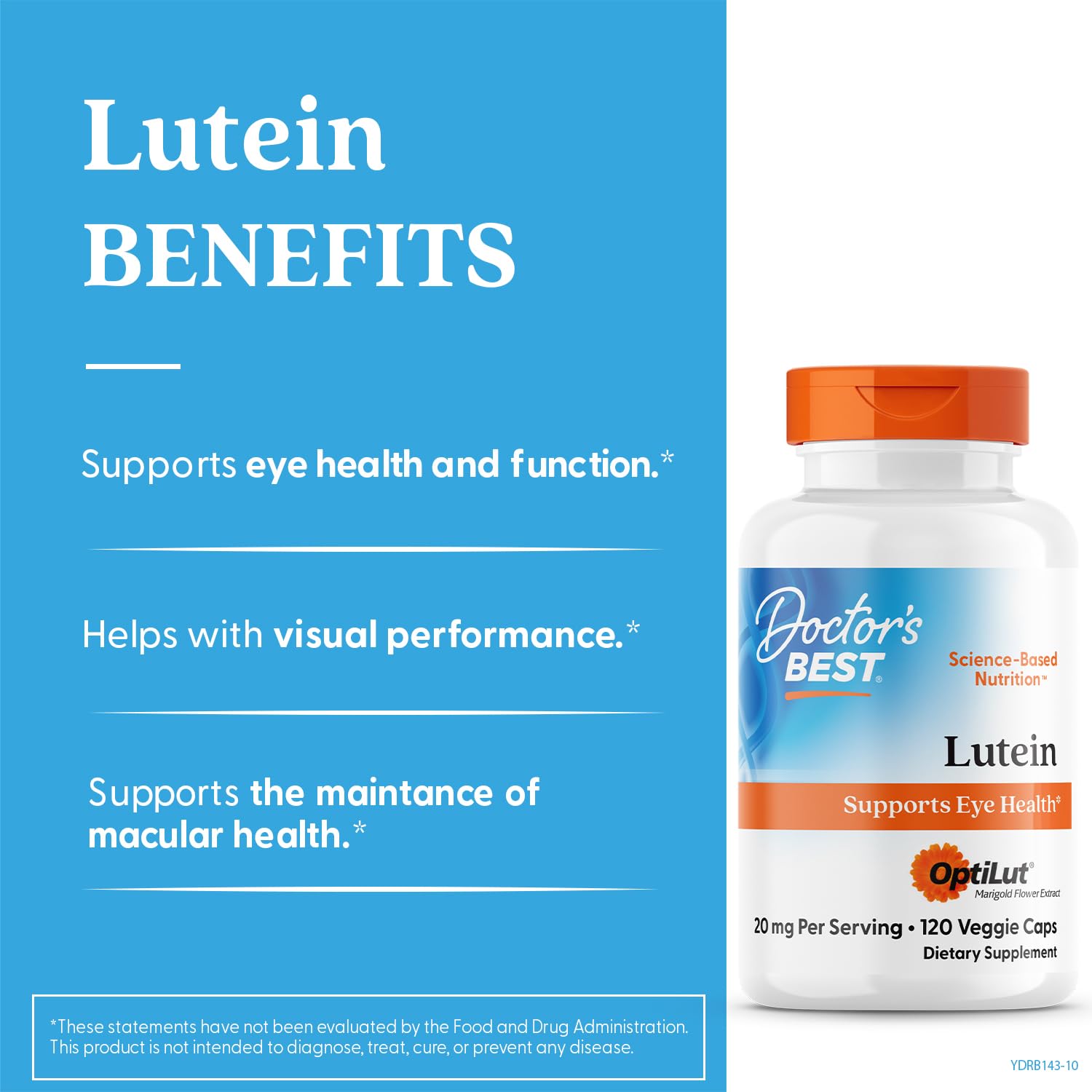 Doctor's Best Lutéine et Zéaxanthine – soutien potentiel de la rétine et de la vision.