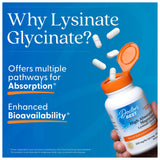 Flacon Doctor's Best magnésium glycinate-lysinate sur plan de travail, présentation compacte.