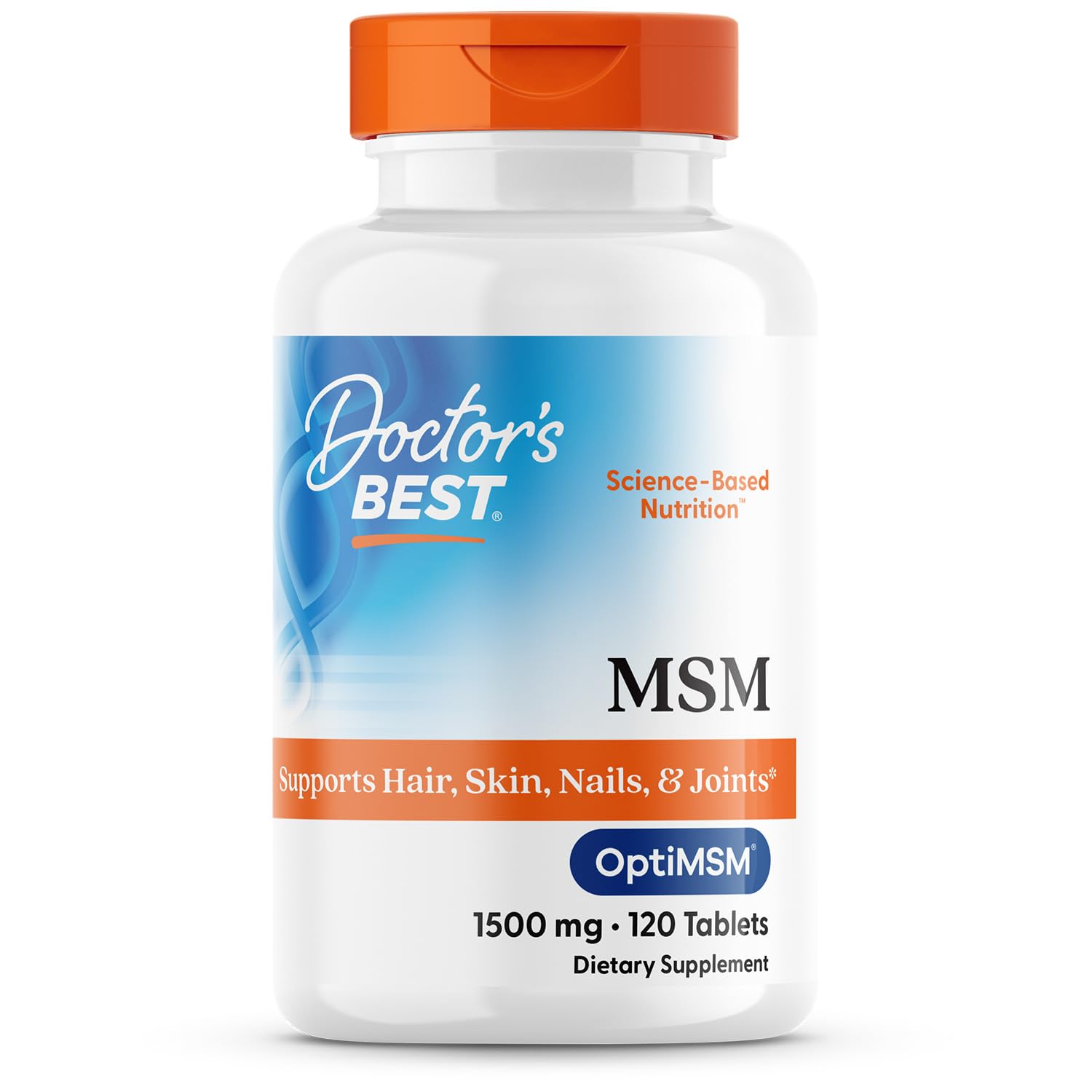 Doctor's BEST MSM bouteille pour le soutien des articulations et de la peau.