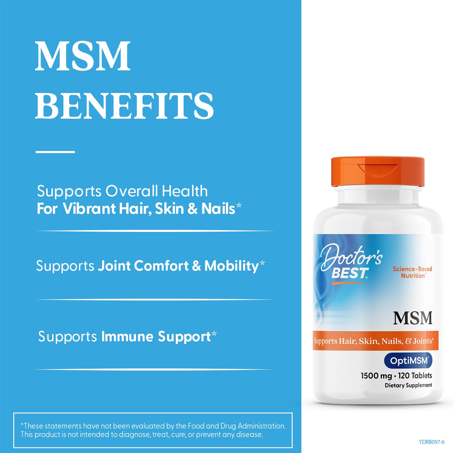 Doctor's BEST MSM capsules faciles à avaler, pour mobilité et énergie quotidiennes.