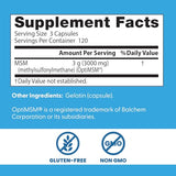Doctor's BEST MSM – bouteille et étiquette montrant OptiMSM purifié et qualité.