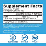Doctor's BEST MSM étiquette indique OptiMSM et origine non-OGM.