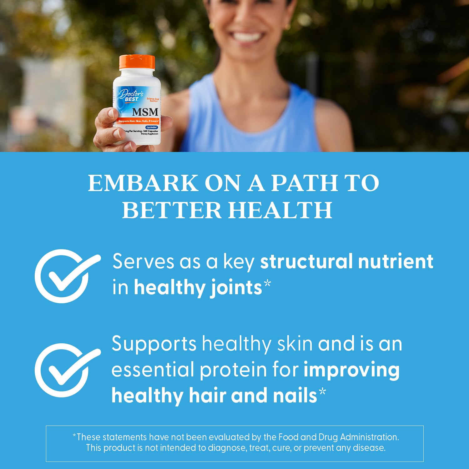 Doctor's BEST MSM – gros plan sur les capsules, soutien mobilité potentielle.