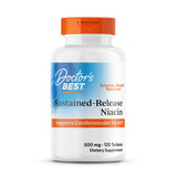 Doctor's Best Niacine libération prolongée, flacon et tablettes, soutien potentiel au métabolisme.