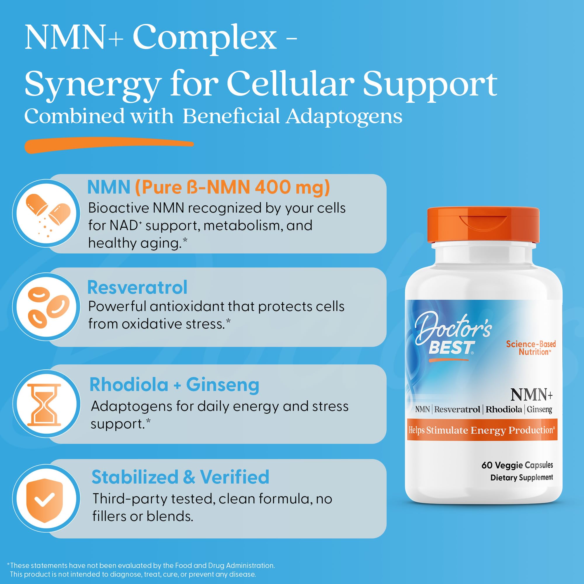 Ginseng américain 50 mg dans NMN+ pour vitalité quotidienne