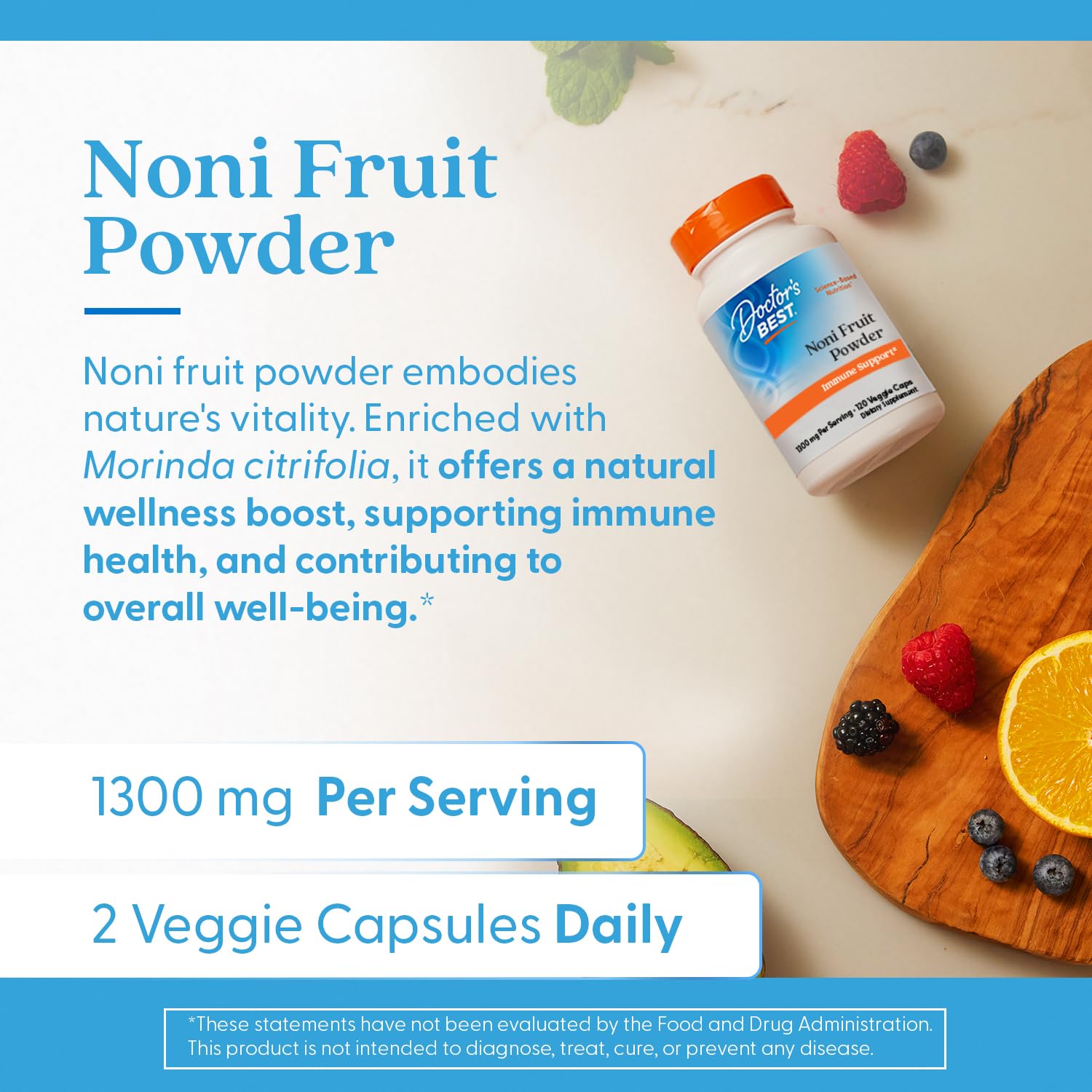 Doctor's Best Noni Concentrate dose quotidienne recommandée avec prise pratique.