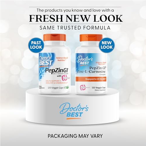 Capsules véganes PepZin GI Doctor's Best prêtes à l’emploi.