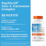 Étiquette PepZin GI Doctor's Best sans gluten et sans OGM.