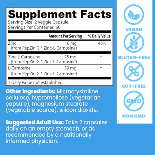 Illustration zinc-L-carnosine PepZin GI Doctor's Best, soutien de la muqueuse gastrique.