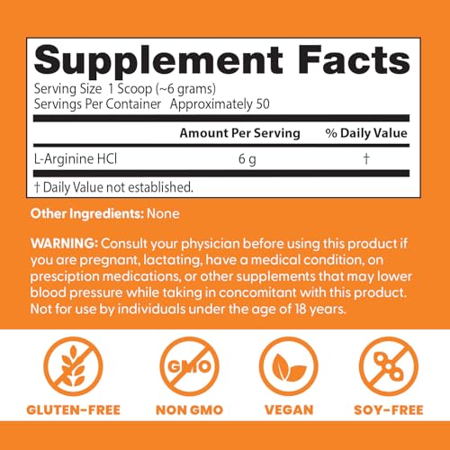 Poudre Doctor's Best L-Arginine en flacon, prête à être mélangée dans les boissons