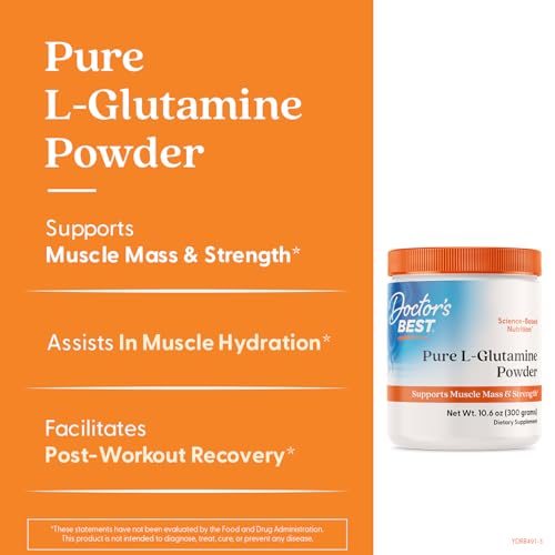 Doseur inclus et cuillère avec Doctor's Best L-Glutamine pour mesurer facilement