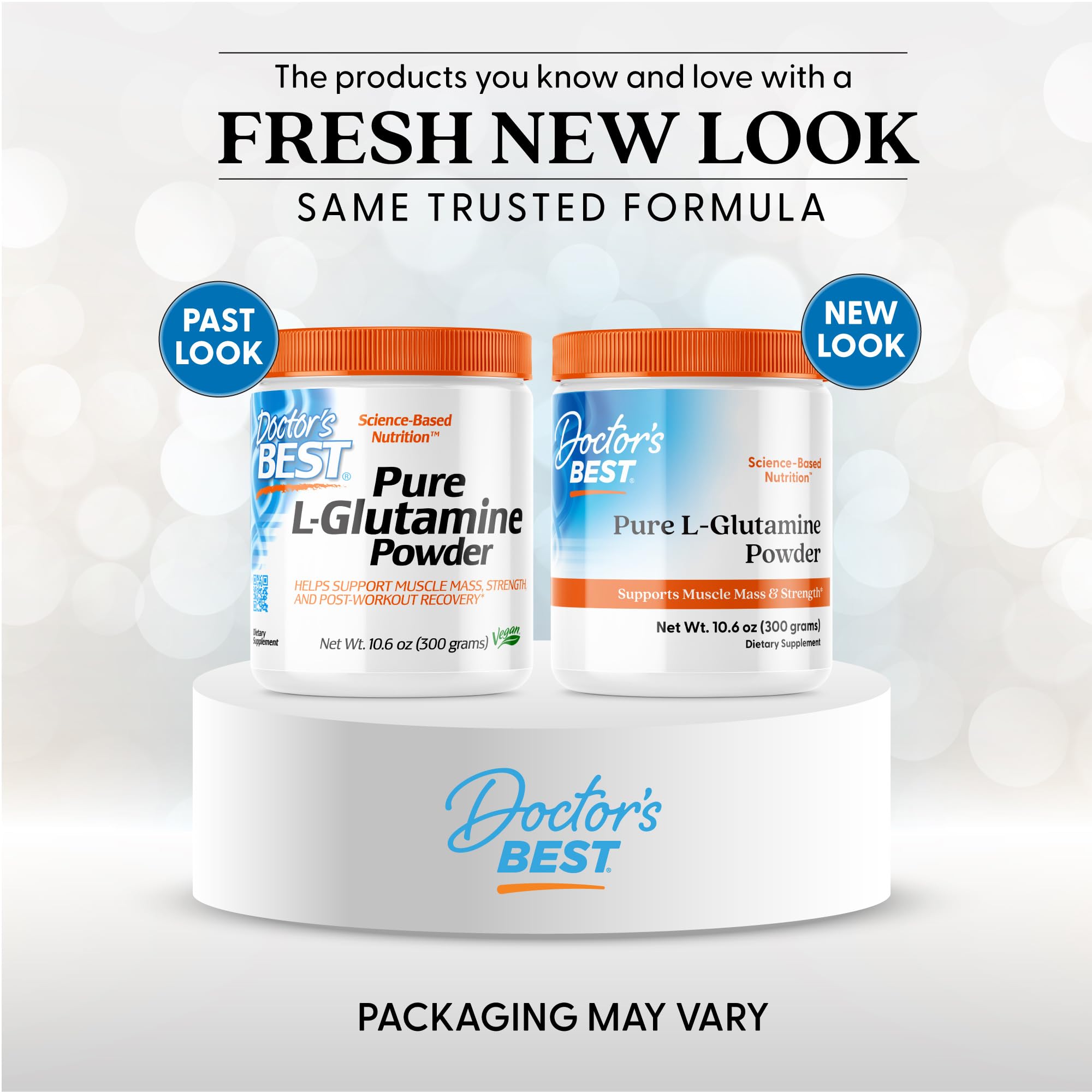 Poudre fine Doctor's Best L-Glutamine prête à être mélangée dans une boisson