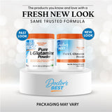Poudre fine Doctor's Best L-Glutamine prête à être mélangée dans une boisson