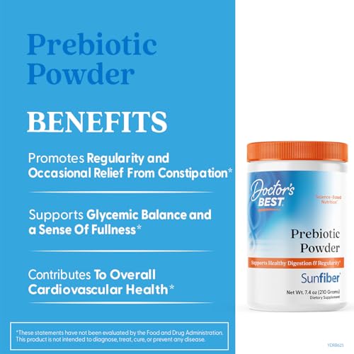 Doctor's Best Poudre prébiotique Sunfiber – doseur inclus pour mesurer 7 g et dissolution rapide