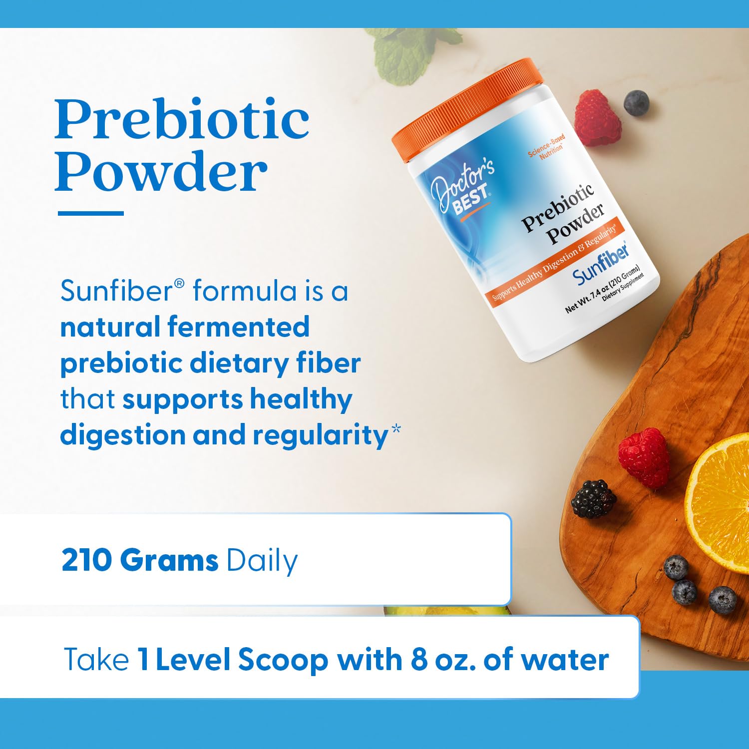 Doctor's Best Poudre prébiotique Sunfiber – se mêle facilement à l’eau ou boisson préférée sans grumeaux