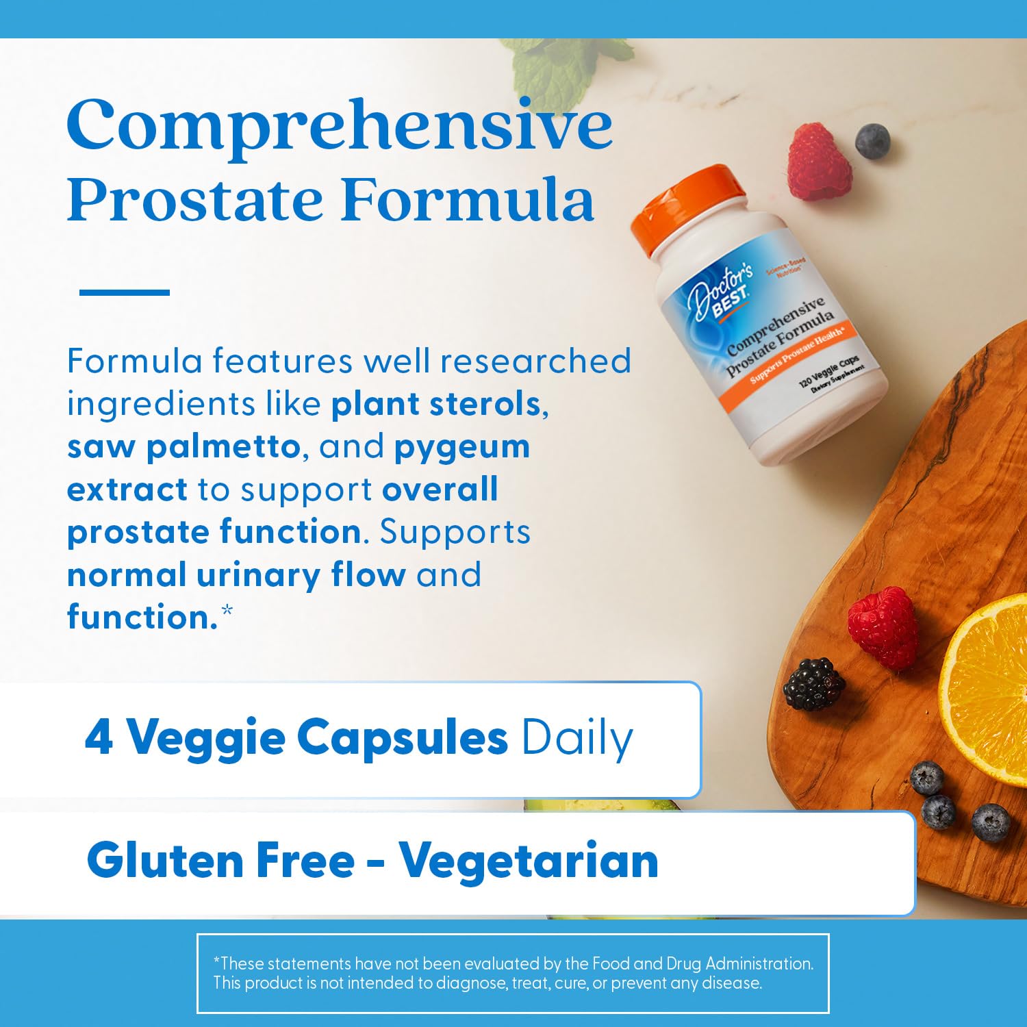 Doctor's Best Prostate: dosage quotidien représenté sur l'emballage.