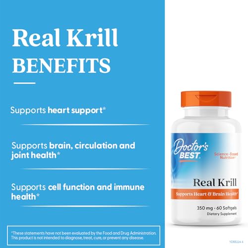 Doctor's Best Real Krill: étiquette avec DHA/EPA et astaxanthine, informations utiles.