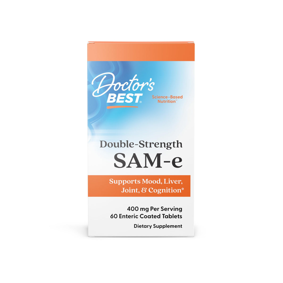 Doctor's Best SAM-e 400 mg: pot de comprimés entériques favorisant l'humeur et la mobilité.