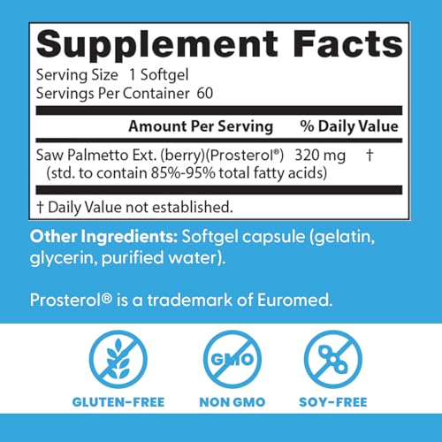 Étiquette Doctor's Best Saw Palmetto Extrait 320 mg, informations claires.