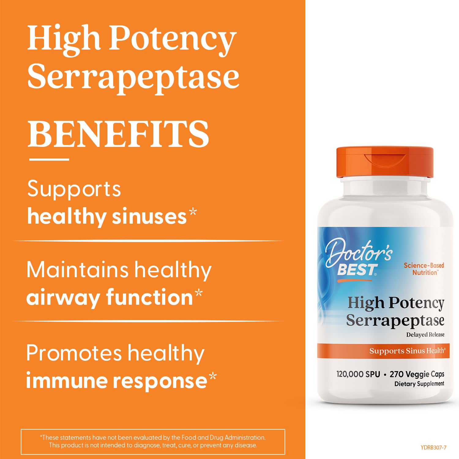 Doctor's Best Serrapeptase – revêtement protecteur favorisant absorption efficace.