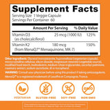 Tableau de dosage Doctor's BEST K2 D3, aide visuelle pour les repères quotidiens.