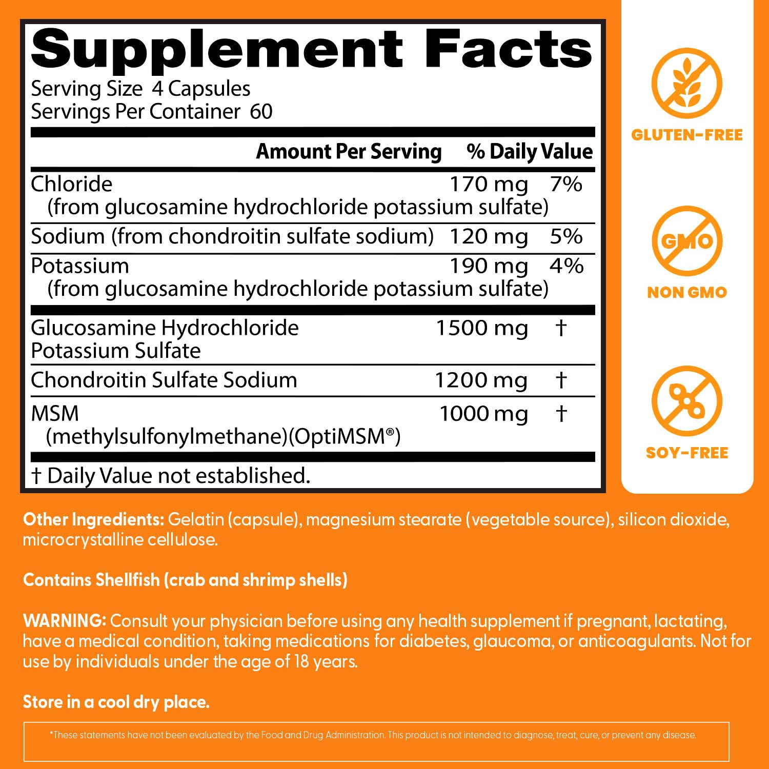 Doctor's BEST tableau nutritionnel – teneurs journalières et dosage recommandé présentés clairement.