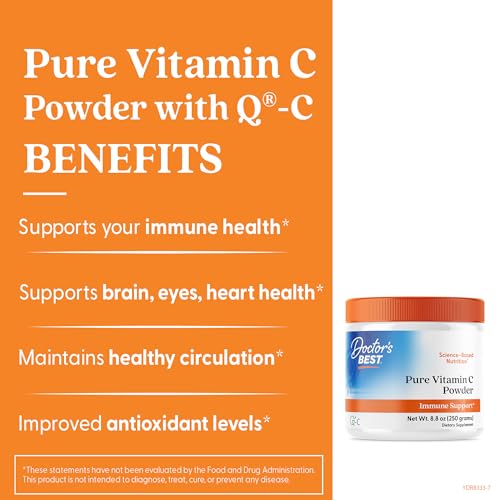 Doctor's Best Vitamine C Poudre - Etiquette: qualité écossaise et pureté vérifiée.