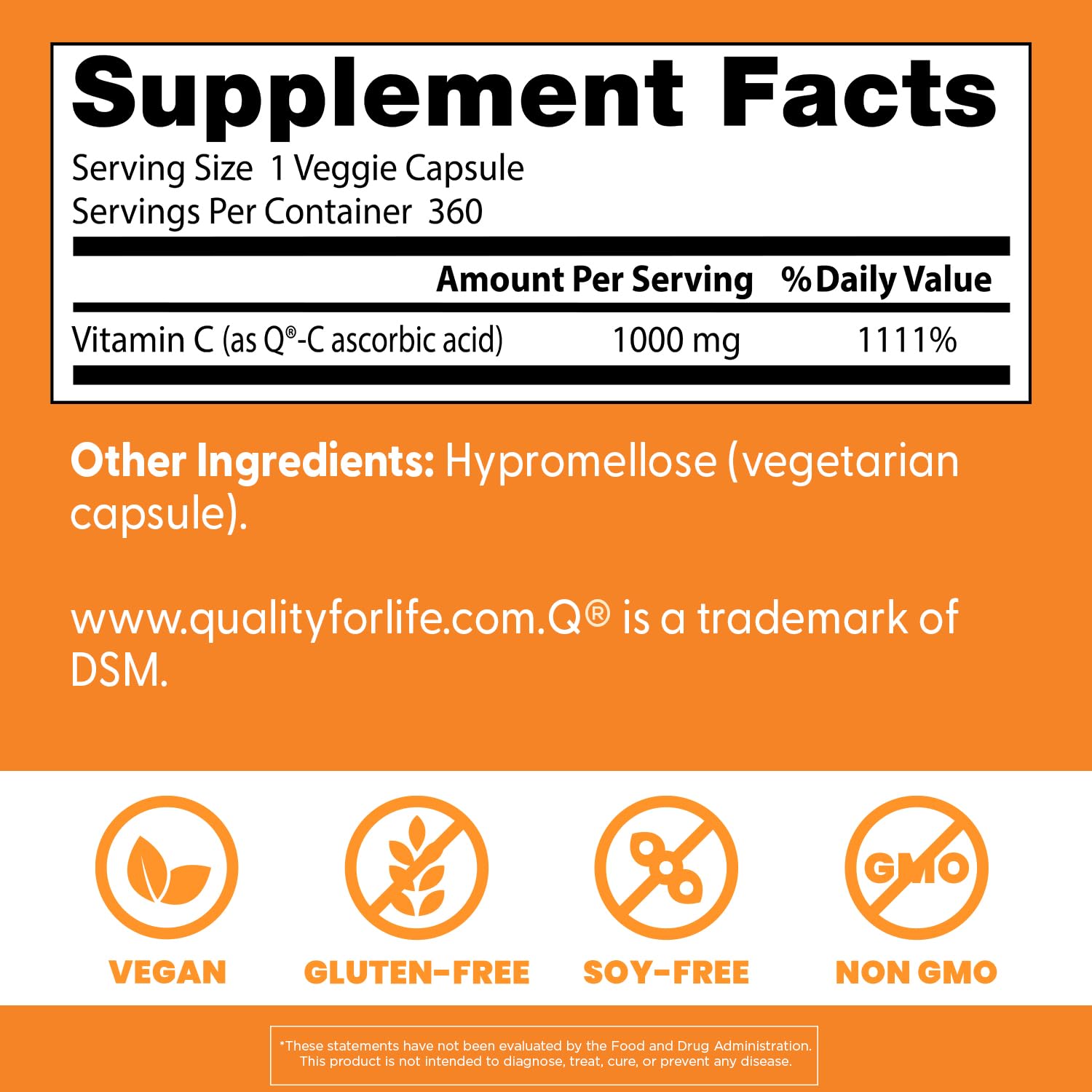 DOCTOR'S BEST Vitamine C avec Q-C – étiquette et traçabilité de qualité écossaise.