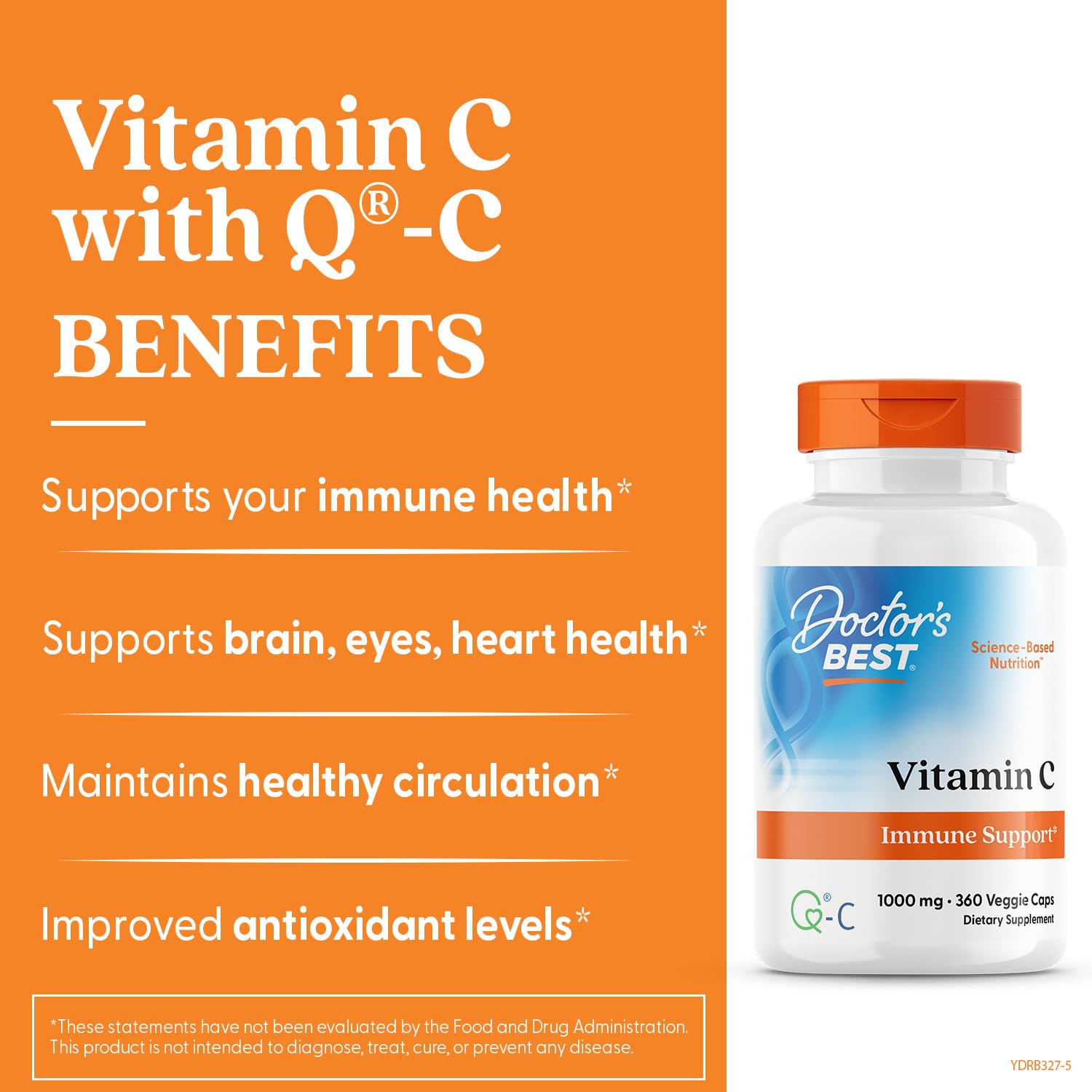 DOCTOR'S BEST Vitamine C – gélules végétales pour régime végan et sans gluten.