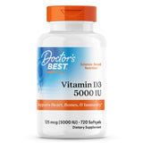 Doctor's Best Vitamine D3, bouteille 5000UI – soutien osseux potentiel