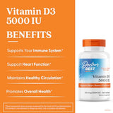 Doctor's BEST vitamine D3, dose 5000 UI, aide à l'absorption du calcium.