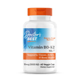 Doctor's Best Vitamine D3 K2 - bouteille: soutien des os et des tissus.
