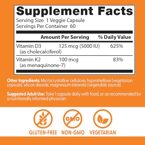 Doctor's Best Vitamine D3 K2 - étiquette bouteille: informations claires.