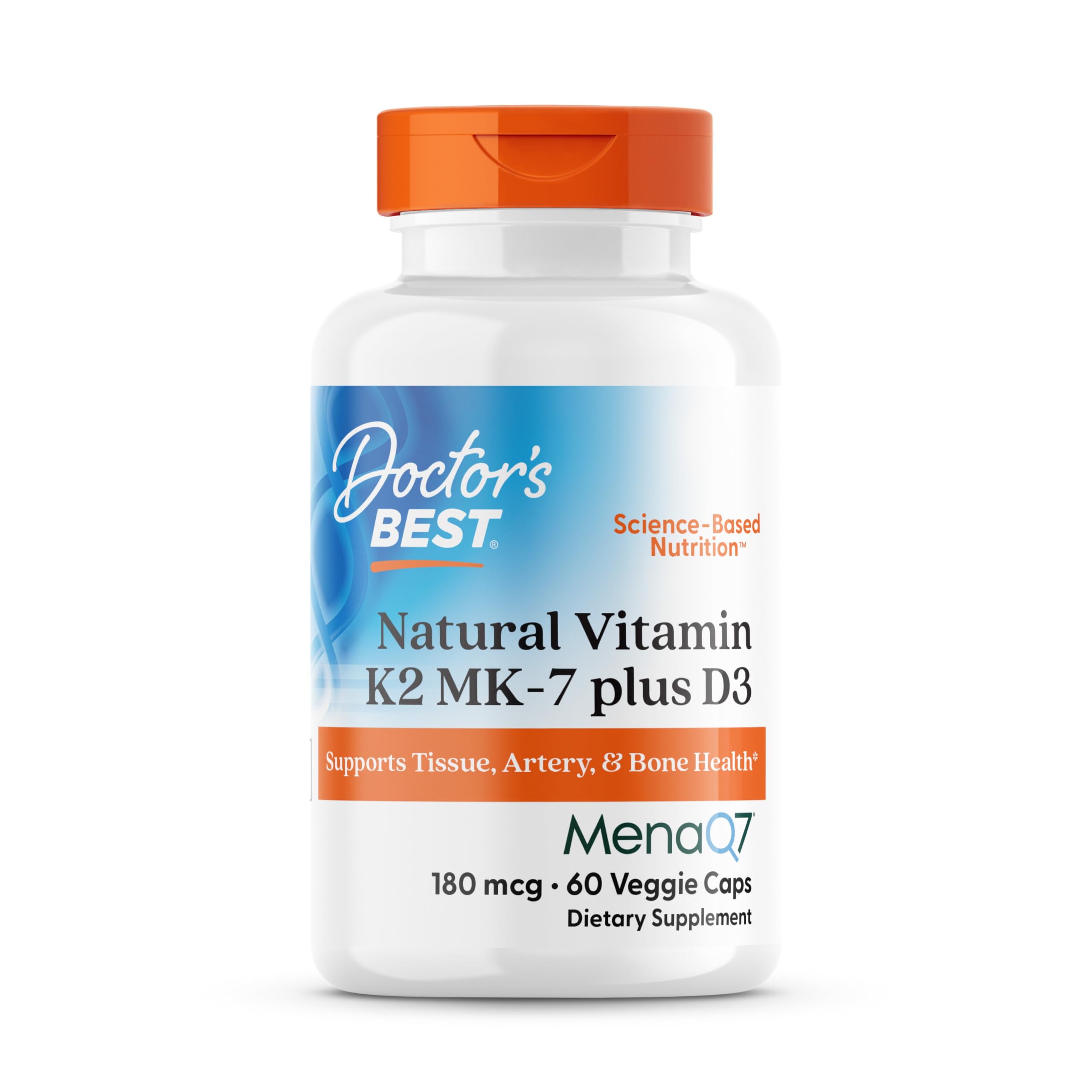 Doctor's BEST bouteille vitamine K2 D3, soutien potentiel des os et des tissus.