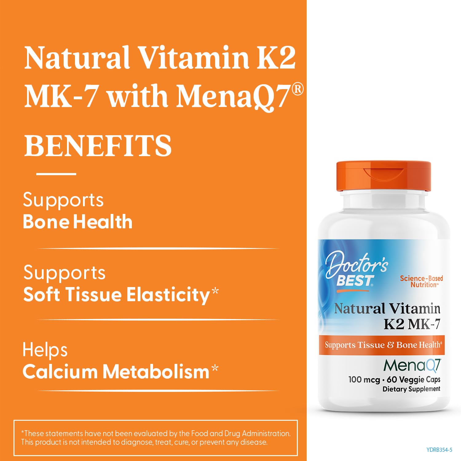 Doctor's Best K2 MK-7 gélules vegan, flacon ouvert, prise quotidienne facilitée