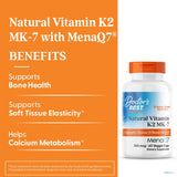 Doctor's Best K2 MK-7 gélules vegan, flacon ouvert, prise quotidienne facilitée