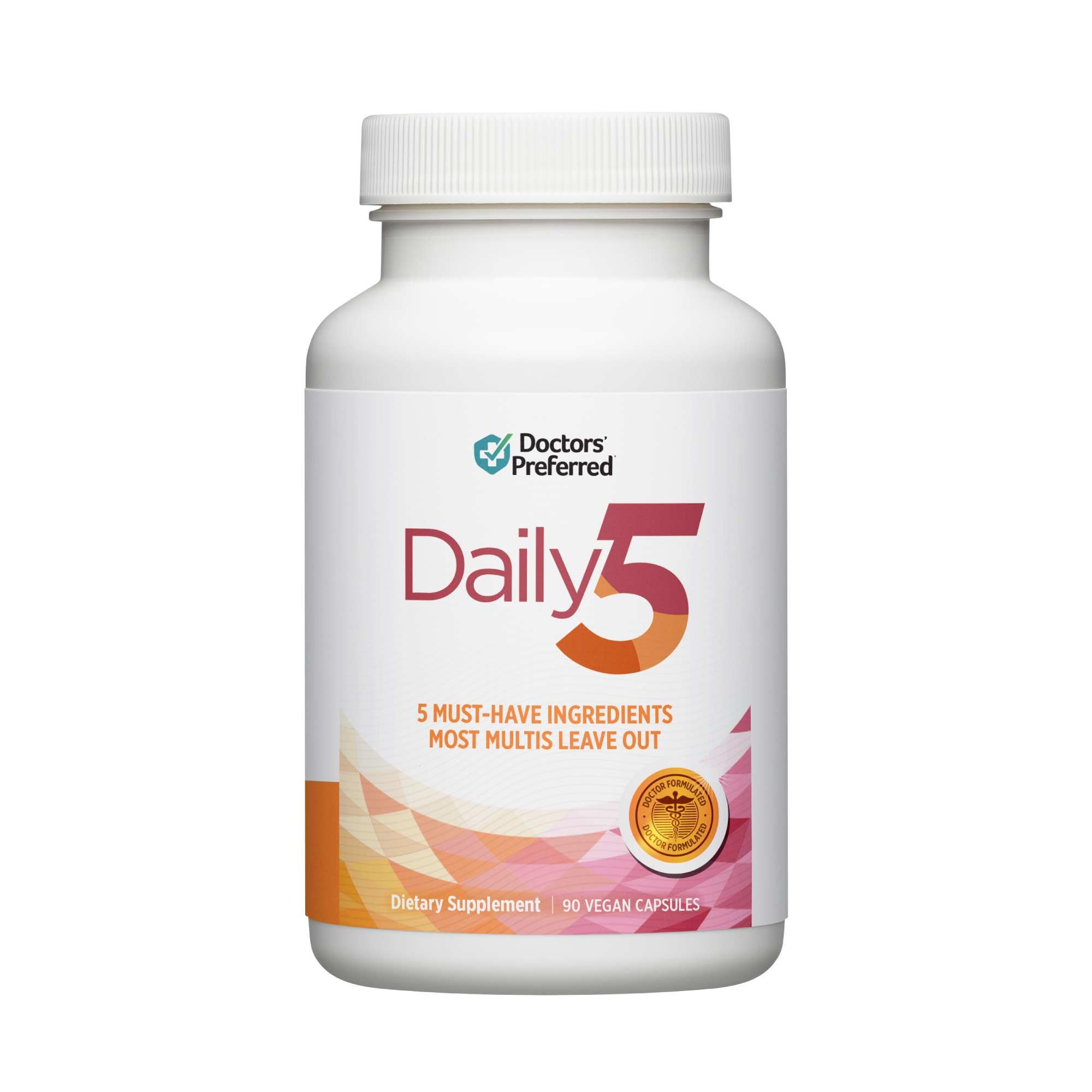 DOCTORS' PREFERRED Daily5 – bouteille avec gélules véganes pour énergie quotidienne.