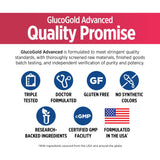 DOCTORS' PREFERRED Glucogold Advanced étiquette lisible : informations claires et confiance.