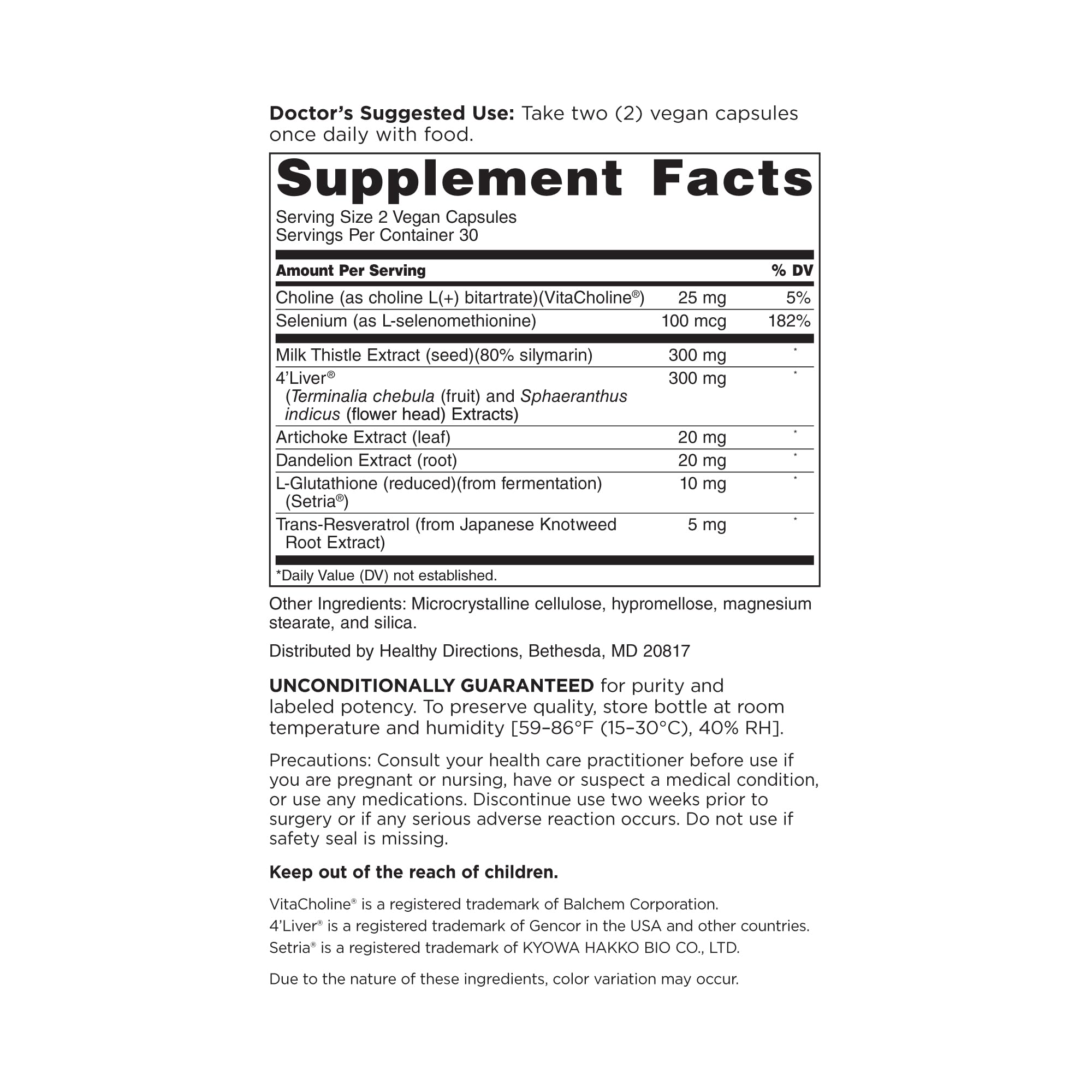 DOCTORS' PREFERRED Liver Defense, gelules chardon Marie, format pratique pour routine quotidienne.