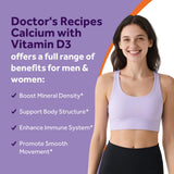 Étiquette recto du calcium Doctor's Recipes 1200 mg et D3 avec informations claires.